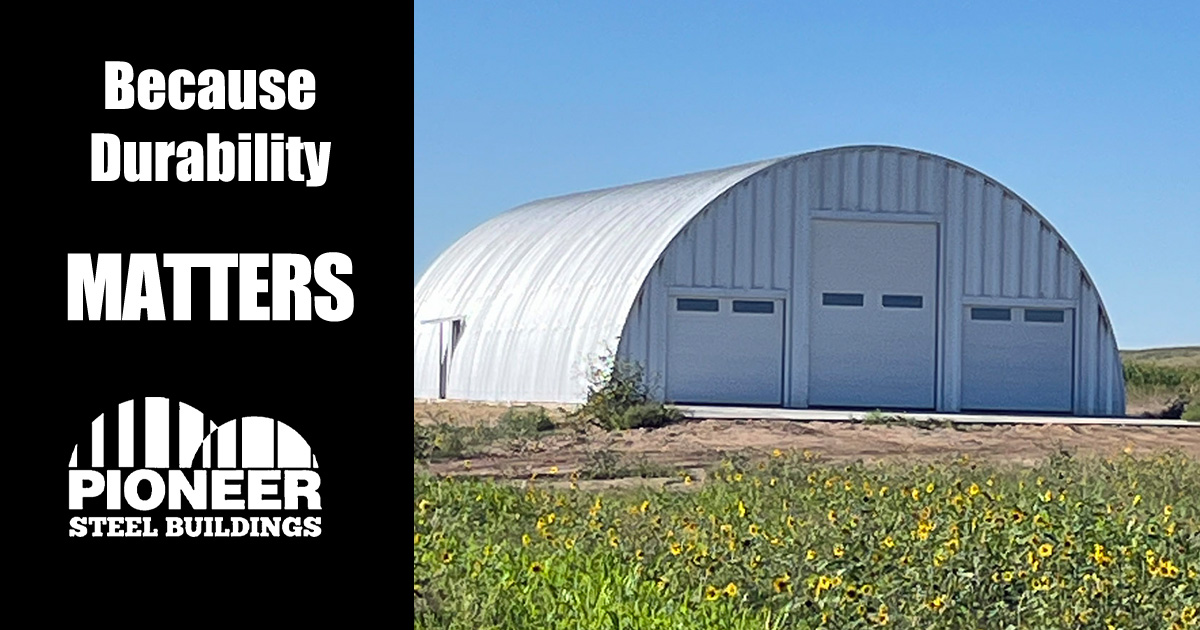 Durable arch style building with 3 overhead doors